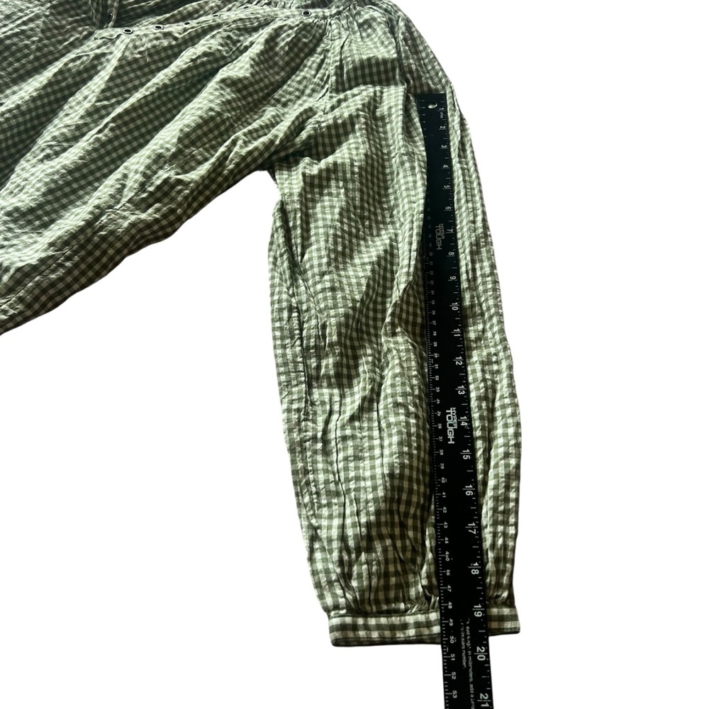Arie‎ NEW Green & white woven Gingham fairy lightweight women’s top SZ L - Picture 11 of 11